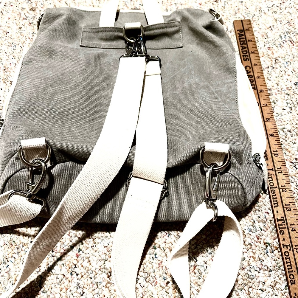 Stylish Olive Green Backpack With Patterned Pocket - image 8